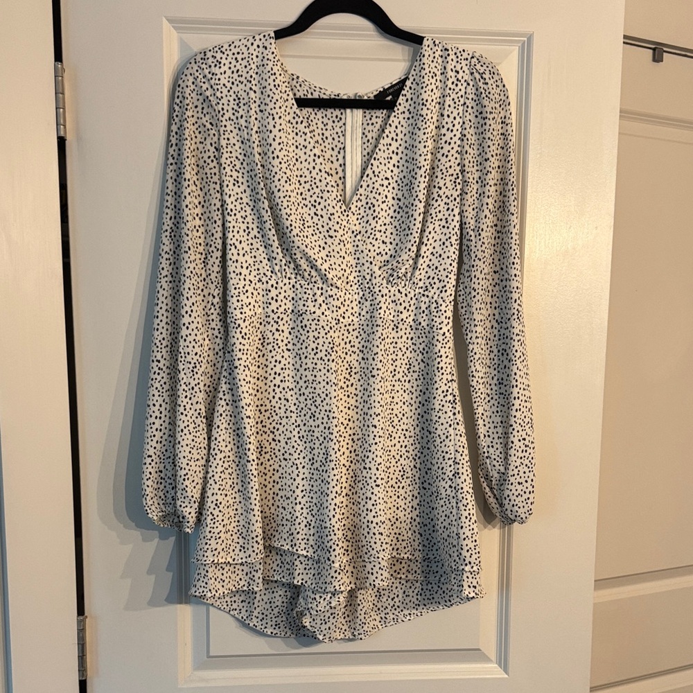 Forever 21 White and Black Dotted Romper